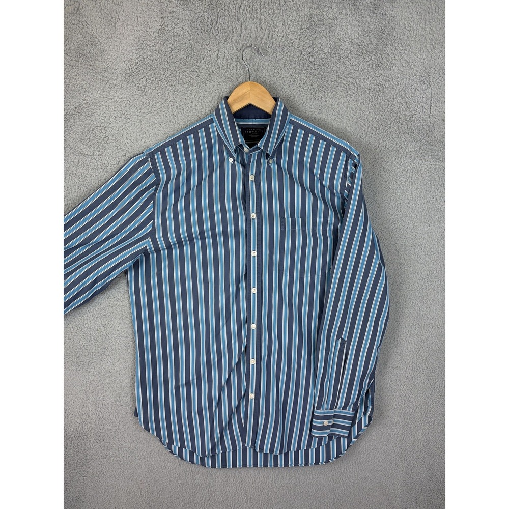 Charles Tyrwhitt Shirt Mens Large Blue Stripe Dress Button Down Long Sleeve